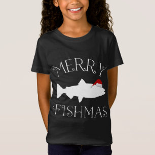 Merry Fishmas Fish Santa Hat Christmas T-Shirt
