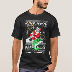 Merry Fishmas Fisherman Santa Ugly Christmas Costu T-Shirt