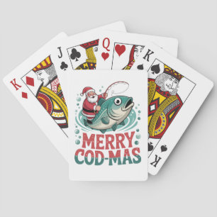 Merry Fishmas Fishing Christmas Santa Claus Xmas  Playing Cards
