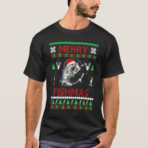 Merry Fishmas Fishing Christmas UGLY Pajama Fishe T-Shirt