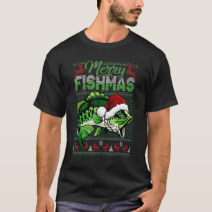 Merry Fishmas Fishing Fisherman Ugly Christmas Swe T-Shirt