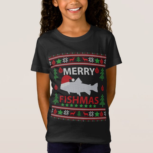 Merry Fishmas Fishing Ugly Christmas Sweater (Front)