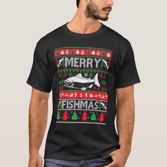Merry Fishmas  Fishing Ugly Christmas Sweater Boy  (Front)