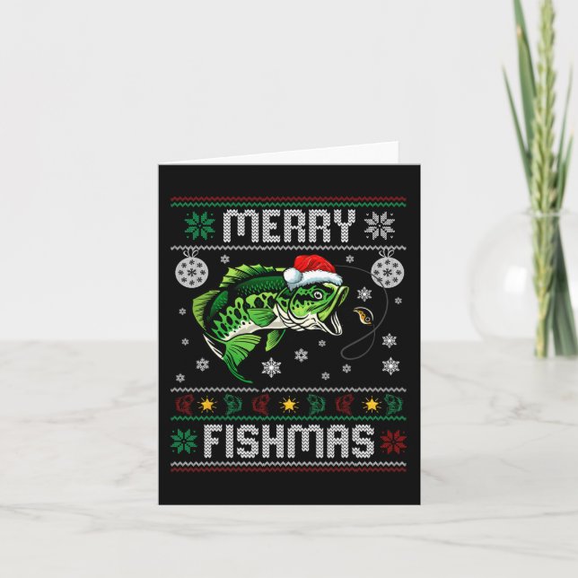 Merry Fishmas Fun Fish Fishing Fisherman Ugly Chri Card (Front)