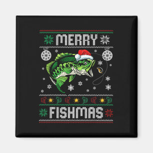Merry Fishmas Fun Fish Fishing Fisherman Ugly Chri Magnet