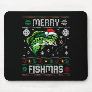 Merry Fishmas Fun Fish Fishing Fisherman Ugly Chri Mouse Pad