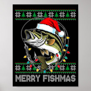 Merry Fishmas Funny B Fishing Christmas For Women  Poster
