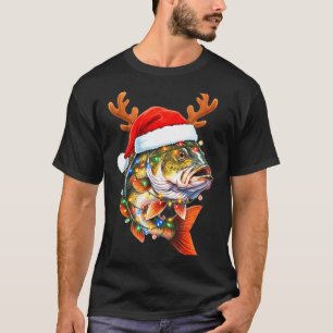 Merry Fishmas Funny B Fishing Christmas Santa Hat T-Shirt