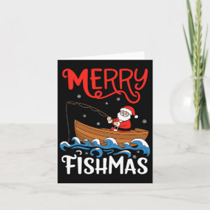 Merry Fishmas Funny Christmas Santa Claus Fishing Card