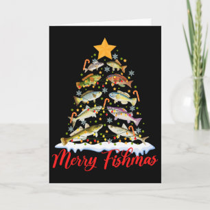 Merry Fishmas Funny Christmas Tree Lights Fish Fis Card