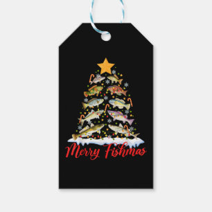 Merry Fishmas Funny Christmas Tree Lights Fish Fis Gift Tags