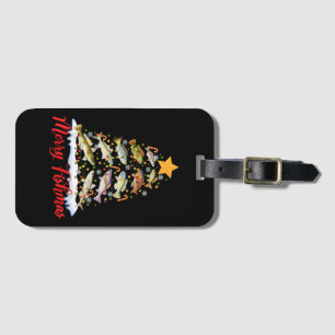Merry Fishmas Funny Christmas Tree Lights Fish Fis Luggage Tag