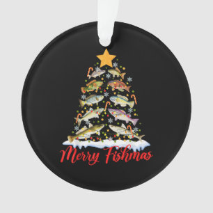Merry Fishmas Funny Christmas Tree Lights Fish Fis Ornament