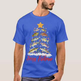Merry Fishmas Funny Christmas Tree Lights Fish Fis T-Shirt