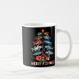 Merry Fishmas Funny Christmas Tree Lights Fishing  Coffee Mug