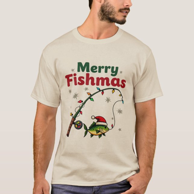 Merry Fishmas – Funny Fish Christmas Fishing Lover T-Shirt (Front)