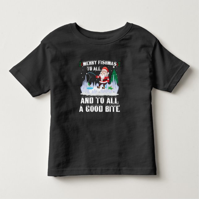 Merry Fishmas Funny Fish Fishing Fisherman Xmas Toddler T-Shirt (Front)