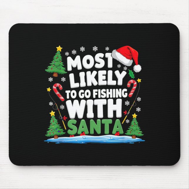 Merry Fishmas Funny Fish Santa Bigfoot Christmas F Mouse Pad (Front)