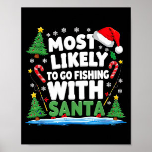Merry Fishmas Funny Fish Santa Bigfoot Christmas F Poster