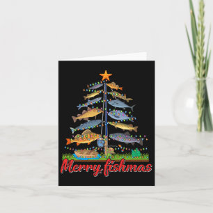 Merry Fishmas Funny Fisher Christmas Tree Fishing Card