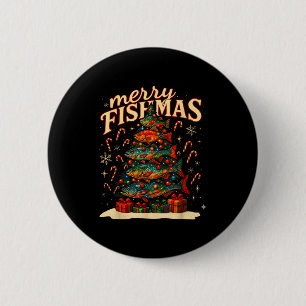 Merry Fishmas Funny Fishing Christmas Design 6 Cm Round Badge