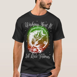 Merry Fishmas Funny Fishing Christmas Design T-Shirt