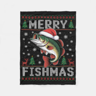 Merry Fishmas Funny Fishing Christmas  Fleece Blanket