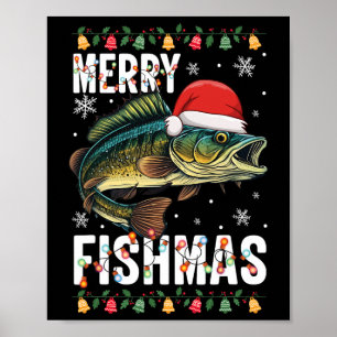 Merry Fishmas Funny Fishing Christmas Pajama Fishe Poster