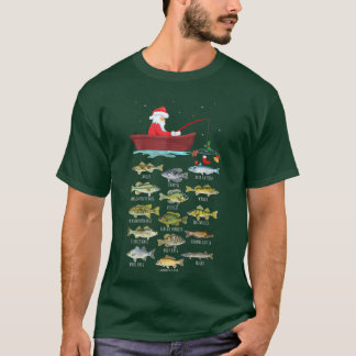 Merry Fishmas Funny Fishing Christmas Tree Lights  T-Shirt