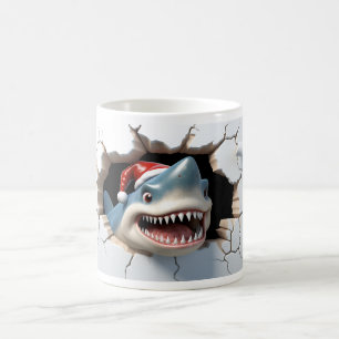 Merry fishmas funny shark christmas coffee mug