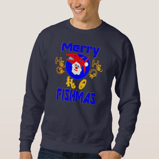 ♫♥Merry FishMas Hilarious SantaFish Sweatshirt♥♪ Sweatshirt (Front)