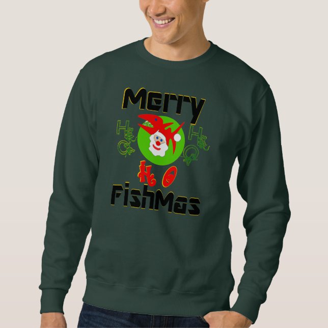 ♫♥Merry FishMas Hilarious SantaFish Sweatshirt♥♪ Sweatshirt (Front)