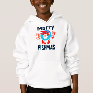 ♫♥Merry FishMas-Kids' Hilarious SantaFish Hoodie♥♪