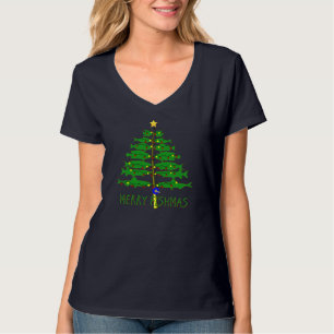 Merry Fishmas Merry Christmas Tree Fishing Funny T-Shirt
