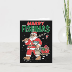 Merry Fishmas Santa Fishing Funny Christmas Fisher Card