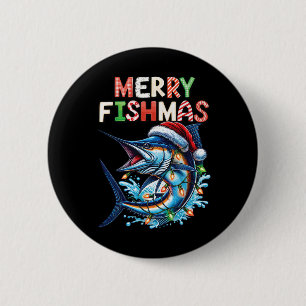 Merry Fishmas Santa Fishing Lovers Funny Fisherman 6 Cm Round Badge