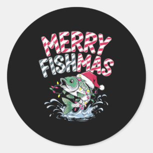 Merry Fishmas Santa Fishing Lovers Funny Fisherman Classic Round Sticker