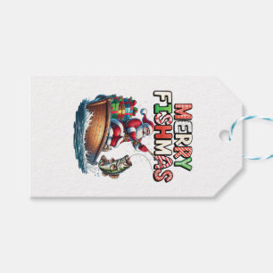 Merry Fishmas Santa Fishing Lovers Funny Fisherman Gift Tags