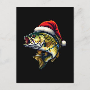 Merry Fishmas Santa Fishing Lovers Funny Fisherman Holiday Postcard