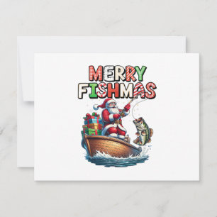 Merry Fishmas Santa Fishing Lovers Funny Fisherman Invitation