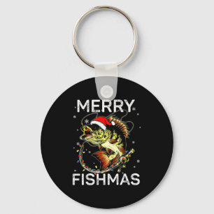 Merry Fishmas Santa Fishing Lovers Funny Fisherman Key Ring