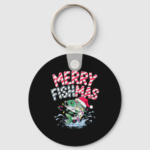 Merry Fishmas Santa Fishing Lovers Funny Fisherman Key Ring