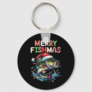 Merry Fishmas Santa Fishing Lovers Funny Fisherman Key Ring