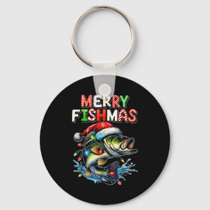 Merry Fishmas Santa Fishing Lovers Funny Fisherman Key Ring