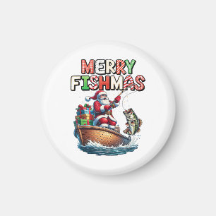 Merry Fishmas Santa Fishing Lovers Funny Fisherman Magnet