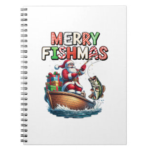 Merry Fishmas Santa Fishing Lovers Funny Fisherman Notebook