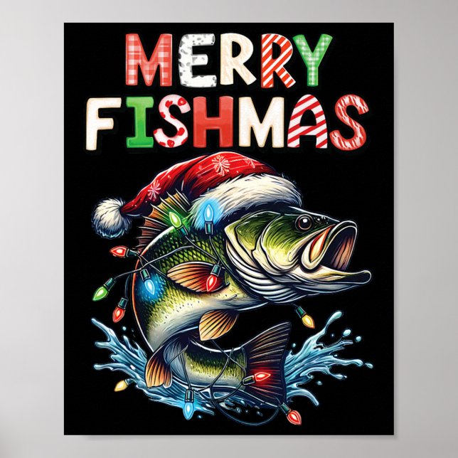 Merry Fishmas Santa Fishing Lovers Funny Fisherman Poster (Front)