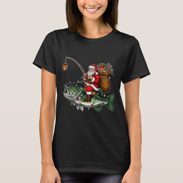 Merry Fishmas Santa Fishing Lovers Funny Fisherman T-Shirt (Front)