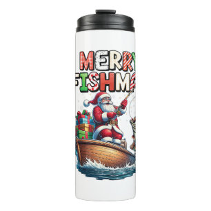 Merry Fishmas Santa Fishing Lovers Funny Fisherman Thermal Tumbler
