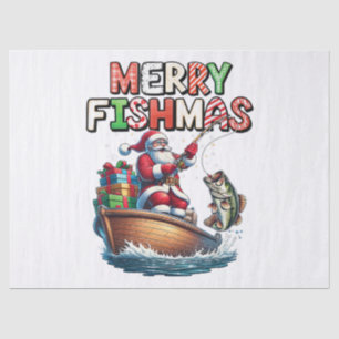 Merry Fishmas Santa Fishing Lovers Funny Fisherman Tissue Paper